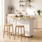 Isla de Cocina con Encimera Extensible Estación de Carga Ruedas 2 Puertas 3 Cajones Especiero y Toallero Blanco Isla de Cocina con Encimera Extensible Estación de Carga Ruedas 2 Puertas 3 Cajones Especiero y Toallero Blanco
