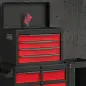 Carro de Herramientas con Ruedas 3 en 1 con 5 Cajones y Armario Inferior Paneles Perforados y Cerradura Negro y Rojo Carro de Herramientas con Ruedas 3 en 1 con 5 Cajones y Armario Inferior Paneles Perforados y Cerradura Negro y Rojo