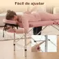 Camilla Masaje Plegable de Aluminio con Altura Ajustable 3 Zonas Reposacabezas Extraíble Bolsa de Transporte Rosa Camilla Masaje Plegable de Aluminio con Altura Ajustable 3 Zonas Reposacabezas Extraíble Bolsa de Transporte Rosa