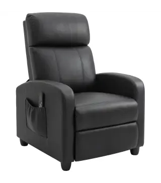 Sillón de Masaje Reclinable con Mando a Distancia Bolsillo Lateral y Temporizador Tapizado en PU 68x88x98 cm Negro