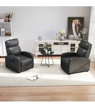 Sillón de Masaje Reclinable con Mando a Distancia Bolsillo Lateral y Temporizador Tapizado en PU 68x88x98 cm Negro