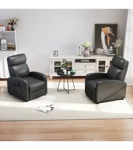 Sillón de Masaje Reclinable con Mando a Distancia Bolsillo Lateral y Temporizador Tapizado en PU 68x88x98 cm Negro