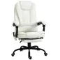Silla de Oficina con 7 Puntos de Masaje con Reposapiés Retráctil Altura Ajustable Control Remoto y Tejido de PU Blanco