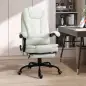 Silla de Oficina con 7 Puntos de Masaje con Reposapiés Retráctil Altura Ajustable Control Remoto y Tejido de PU Blanco