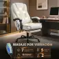 Silla de Oficina con 7 Puntos de Masaje con Reposapiés Retráctil Altura Ajustable Control Remoto y Tejido de PU Blanco