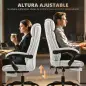 Silla de Oficina con 7 Puntos de Masaje con Reposapiés Retráctil Altura Ajustable Control Remoto y Tejido de PU Blanco