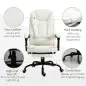 Silla de Oficina con 7 Puntos de Masaje con Reposapiés Retráctil Altura Ajustable Control Remoto y Tejido de PU Blanco
