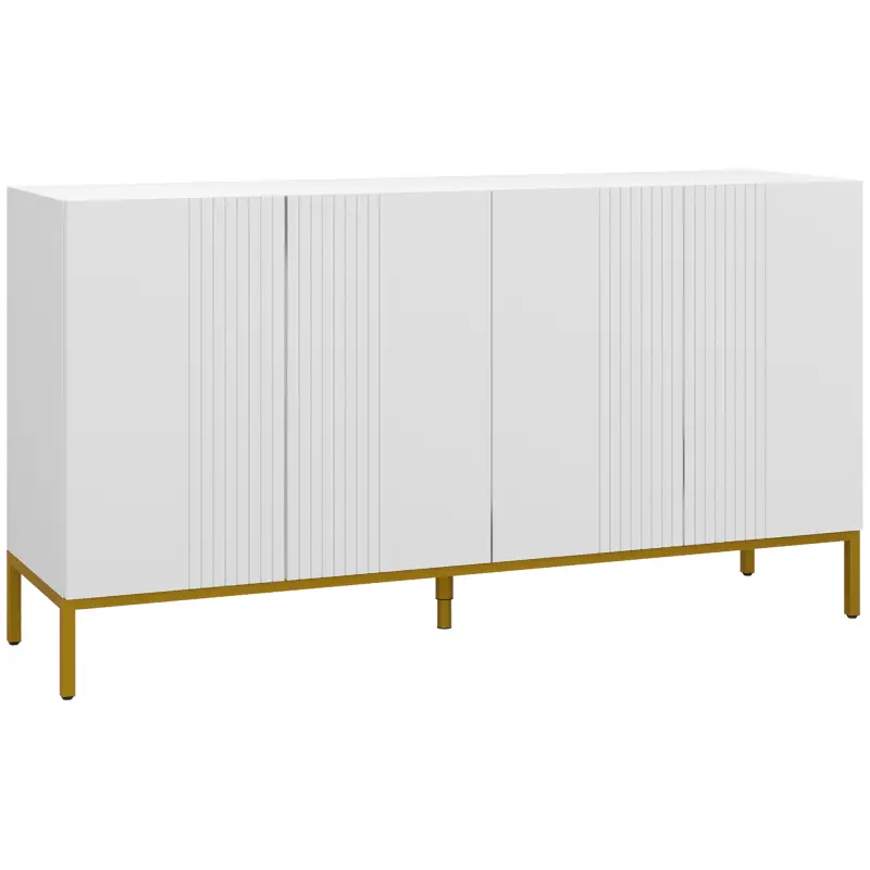 Mueble Buffet diseño contemporáneo gráfico 2 armarios puertas estantes ajustables en madera Blanco metal dorado