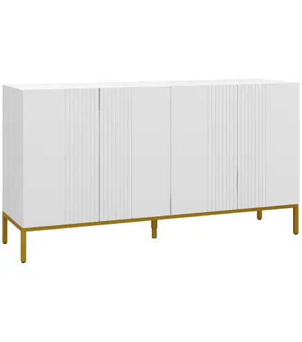 Mueble Buffet diseño contemporáneo gráfico 2 armarios puertas estantes ajustables en madera Blanco metal dorado