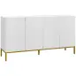 Mueble Buffet diseño contemporáneo gráfico 2 armarios puertas estantes ajustables en madera Blanco metal dorado
