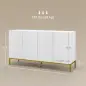 Mueble Buffet diseño contemporáneo gráfico 2 armarios puertas estantes ajustables en madera Blanco metal dorado