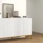 Mueble Buffet diseño contemporáneo gráfico 2 armarios puertas estantes ajustables en madera Blanco metal dorado
