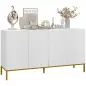 Mueble Buffet diseño contemporáneo gráfico 2 armarios puertas estantes ajustables en madera Blanco metal dorado