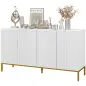 Mueble Buffet diseño contemporáneo gráfico 2 armarios puertas estantes ajustables en madera Blanco metal dorado
