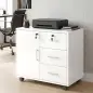 Mueble para Impresora con Ruedas Mesa para Impresora con Puerta y 3 Cajones Cerraduras Estante Ajustable Blanco Mueble para Impresora con Ruedas Mesa para Impresora con Puerta y 3 Cajones Cerraduras Estante Ajustable Blanco