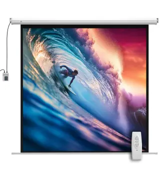 Pantalla de Proyector Eléctrica 85 Pulgadas Pantalla de Proyección con Control Remoto Formato 1:1 HD 4K Blanco