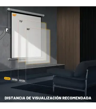 Pantalla de Proyector Eléctrica 85 Pulgadas Pantalla de Proyección con Control Remoto Formato 1:1 HD 4K Blanco