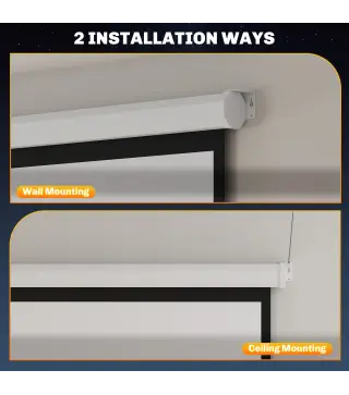 Pantalla de Proyector Eléctrica 85 Pulgadas Pantalla de Proyección con Control Remoto Formato 1:1 HD 4K Blanco
