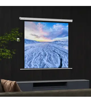 Pantalla de Proyector Eléctrica 85 Pulgadas Pantalla de Proyección con Control Remoto Formato 1:1 HD 4K Blanco