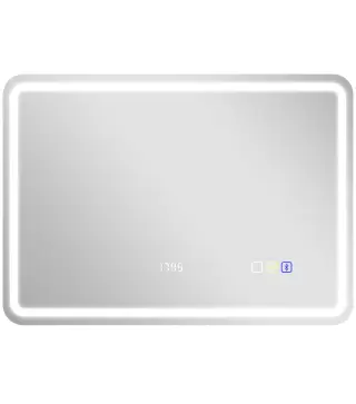 Espejo de Baño con Luz LED 70x50 cm con Bluetooth 3 Colores de Luz Reloj Digital Función Antivaho Función de Memoria