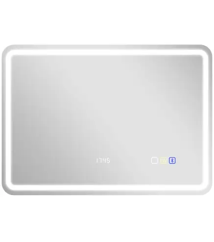 Espejo de Baño con Luz LED 70x50 cm con Bluetooth 3 Colores de Luz Reloj Digital Función Antivaho Función de Memoria