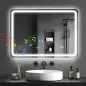Espejo de Baño con Luz LED 70x50 cm con Bluetooth 3 Colores de Luz Reloj Digital Función Antivaho Función de Memoria