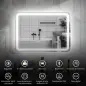 Espejo de Baño con Luz LED 70x50 cm con Bluetooth 3 Colores de Luz Reloj Digital Función Antivaho Función de Memoria