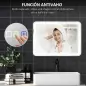 Espejo de Baño con Luz LED 70x50 cm con Bluetooth 3 Colores de Luz Reloj Digital Función Antivaho Función de Memoria