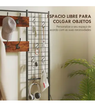 Perchero Zapatero con Zapatero Ganchos Cajones y Eatante para Entrada Pasillo Salón 100x30x183 cm Marrón Rústico