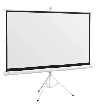 Pantalla de Proyección con Soporte Portátil 100 Pulgadas Formato 16:9 con Altura Ajustable 221x124 cm Blanco