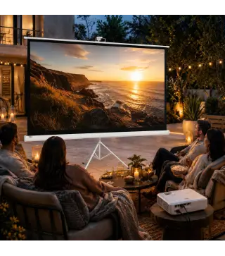 Pantalla de Proyección con Soporte Portátil 100 Pulgadas Formato 16:9 con Altura Ajustable 221x124 cm Blanco