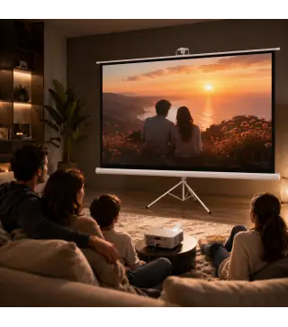 Pantalla de Proyección con Soporte Portátil 100 Pulgadas Formato 16:9 con Altura Ajustable 221x124 cm Blanco