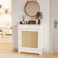 Cubre Radiadores con Puerta Abatible y Ratán Compartimento Diseño Bohemio para Salón Dormitorio Blanco