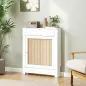 Cubre Radiadores con Puerta Abatible y Ratán Compartimento Diseño Bohemio para Salón Dormitorio Blanco