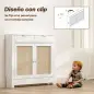 Cubre Radiadores con Puertas Abatibles y Ratán 2 Compartimentos Diseño Bohemio para Salón Dormitorio Blanco