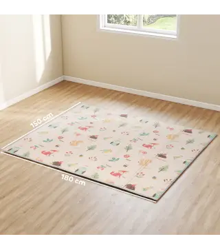 Alfombra Bebé Acolchada Plegable Reversible 150x180 cm Tapete de Actividades Bebé XPE Impermeable Multicolor