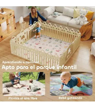 Alfombra Bebé Acolchada Plegable Reversible 150x180 cm Tapete de Actividades Bebé XPE Impermeable Multicolor