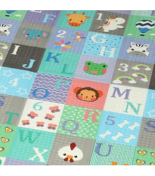 Alfombra Bebé Acolchada Plegable Reversible 150x180 cm Tapete de Actividades Bebé XPE Impermeable Multicolor