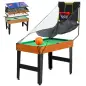 Mesa Multijuegos 5 en 1 con Futbolines para Niños Billar Ping-pong Hockey y Baloncesto 134x108x144 cm Natural y Negro