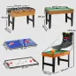 Mesa Multijuegos 5 en 1 con Futbolines para Niños Billar Ping-pong Hockey y Baloncesto 134x108x144 cm Natural y Negro