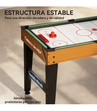 Mesa Multijuegos 5 en 1 con Futbolines para Niños Billar Ping-pong Hockey y Baloncesto 134x108x144 cm Natural y Negro