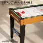 Mesa Multijuegos 5 en 1 con Futbolines para Niños Billar Ping-pong Hockey y Baloncesto 134x108x144 cm Natural y Negro