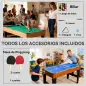 Mesa Multijuegos 5 en 1 con Futbolines para Niños Billar Ping-pong Hockey y Baloncesto 134x108x144 cm Natural y Negro