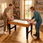 Mesa Multijuegos 5 en 1 con Futbolines para Niños Billar Ping-pong Hockey y Baloncesto 134x108x144 cm Natural y Negro