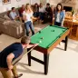 Mesa Multijuegos 5 en 1 con Futbolines para Niños Billar Ping-pong Hockey y Baloncesto 134x108x144 cm Natural y Negro