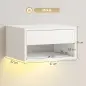Juego de 2 Mesitas de Noche Flotantes con Luces LED RGB Control de APP Cajón Estante Abierto 37x32x21 cm Blanco