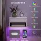 Juego de 2 Mesitas de Noche Flotantes con Luces LED RGB Control de APP Cajón Estante Abierto 37x32x21 cm Blanco