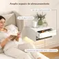 Juego de 2 Mesitas de Noche Flotantes con Luces LED RGB Control de APP Cajón Estante Abierto 37x32x21 cm Blanco