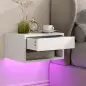 Juego de 2 Mesitas de Noche Flotantes con Luces LED RGB Control de APP Cajón Estante Abierto 37x32x21 cm Blanco