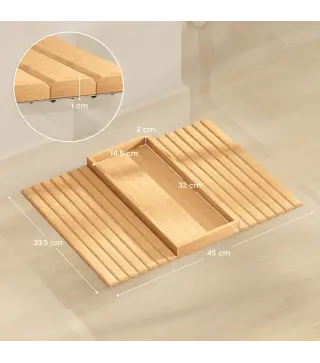 Bandeja de Brazo para Sofá de Bambú Plegable y Flexible con Base Antideslizante para Aperitivos Teléfonos y Bebidas